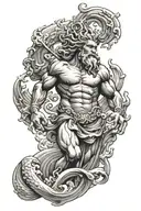 Poseidon With Waves tattoo design idea