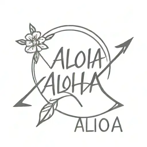 aloha in an arrow piercing tattoo design idea