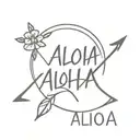 aloha in an arrow piercing tattoo design idea