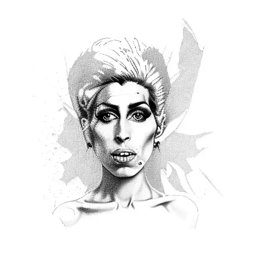 ojo de Amy Winehouse + rayo David Bowie tattoo design idea