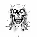 decaying zombie skull with mouth open tattoo design idea