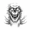 decaying zombie skull with mouth open tattoo design idea