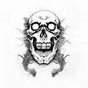 decaying zombie skull with mouth open tattoo design idea