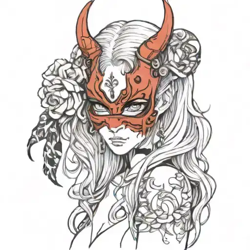 devil with mask covering half her face tattoo tattoo design idea
