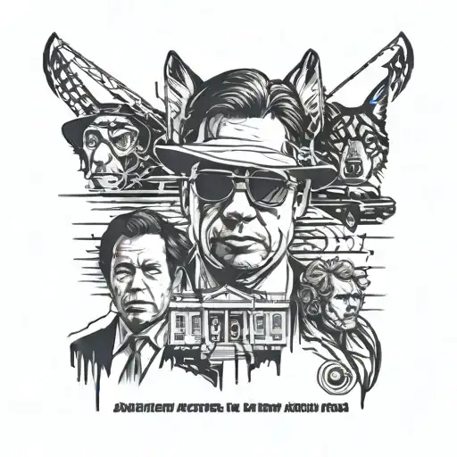 A realistic mural featuring movies American Gangster, No country for old men, the wolf of wallstreet, and eyes wide shut tattoo design idea