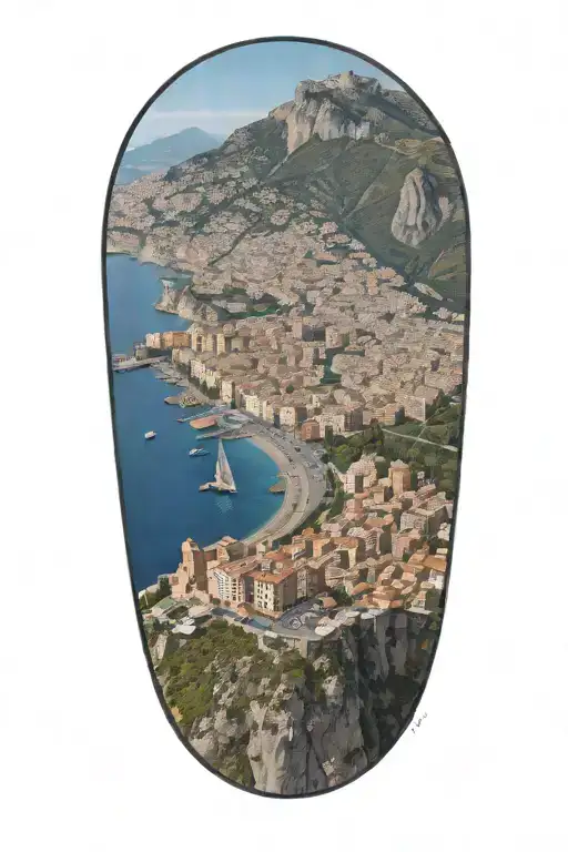 Looking out of an airplane window and seeing the napoli coast tattoo design idea