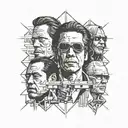 A realistic mural featuring movies American Gangster, No country for old men, the wolf of wallstreet, and eyes wide shut tattoo design idea