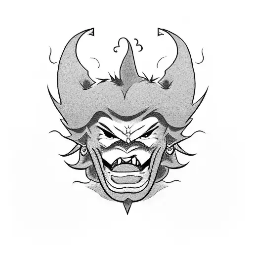 Combine the devil AKUMA name in Japanese and 5 Clover Leave tattoo design idea