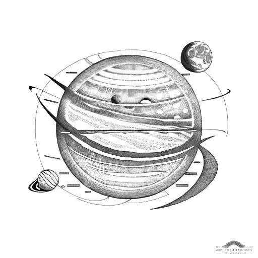 Solar system with simple design, A sun and night planets and earth having a moon, with few stars within it  tattoo design idea