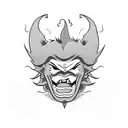 Combine the devil AKUMA name in Japanese and 5 Clover Leave tattoo design idea