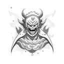 Combine the devil AKUMA name in Japanese and 5 Clover Leave tattoo design idea