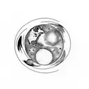 Solar system with simple design, A sun and night planets and earth having a moon, with few stars within it  tattoo design idea