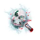 health elixir, dark fantasy, red elixir tattoo design idea