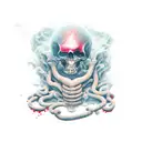 health elixir, dark fantasy, red elixir tattoo design idea