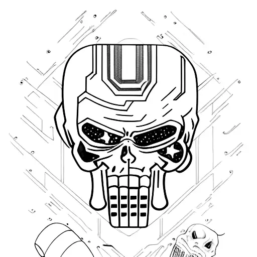 blue punisher  tattoo design idea