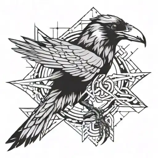 cybersigil raven carrying trout tattoo design idea