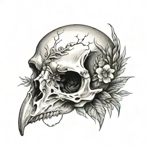 Crow skull tattoo design idea