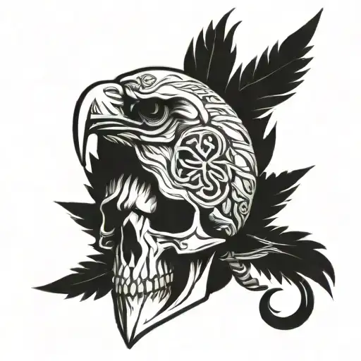 Crow skull viking tattoo design idea