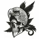 Crow skull viking tattoo design idea