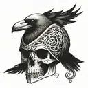 Crow skull viking tattoo design idea