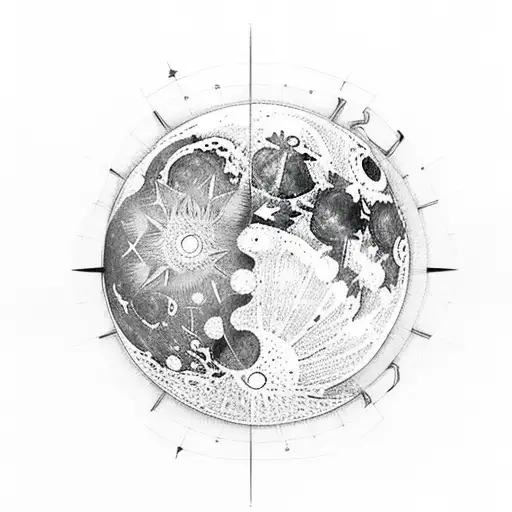 moonphase on spine tattoo design idea