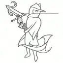 anthropomorphic glame wielding sword tattoo design idea