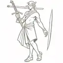 anthropomorphic glame wielding sword tattoo design idea