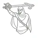 anthropomorphic glame wielding sword tattoo design idea