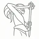 anthropomorphic glame wielding sword tattoo design idea