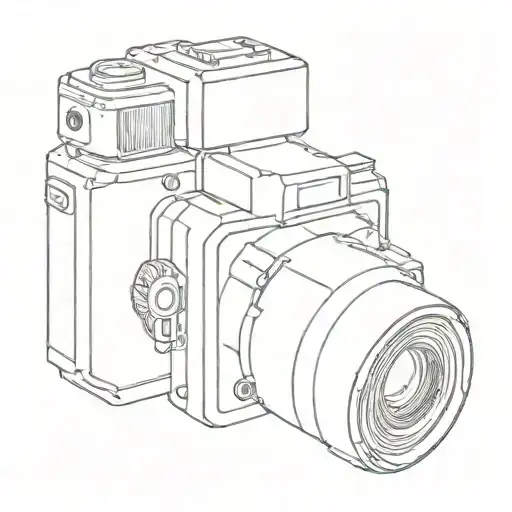 A composition of a person's face made up of a vintage camera tattoo design idea