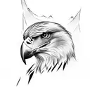 A majestic eagle soaring over a mountain range tattoo design idea