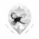A majestic eagle soaring over a mountain range tattoo design idea