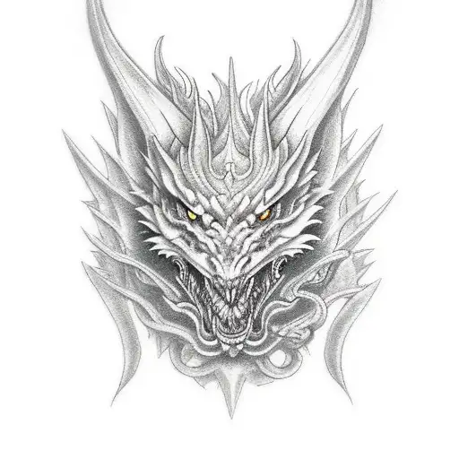 dragon wolf  tattoo design idea