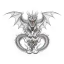 dragon wolf  tattoo design idea