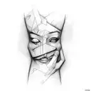 ADHD, face hands outline, sketch, fine line tattoo, racing thoughts, strength tattoo design idea