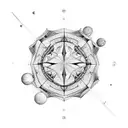 Combining architectural elements with celestial bodies tattoo design idea