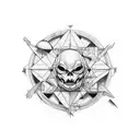 Combining architectural elements with celestial bodies tattoo design idea