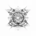 Combining architectural elements with celestial bodies tattoo design idea