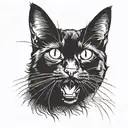 black cat open mouth head side view tattoo design idea