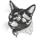 black cat open mouth head side view tattoo design idea