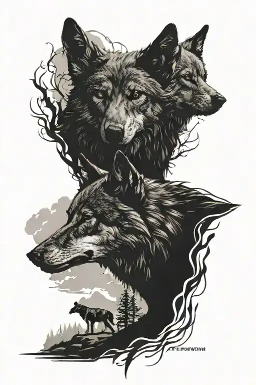 Turkishness, Wolf silhouette tattoo design idea