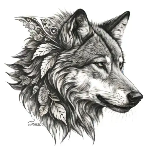 Turkishness and Wolf looking tattoo design idea