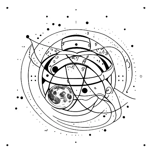 Celestial bodies (moon, stars, planets) tattoo design idea