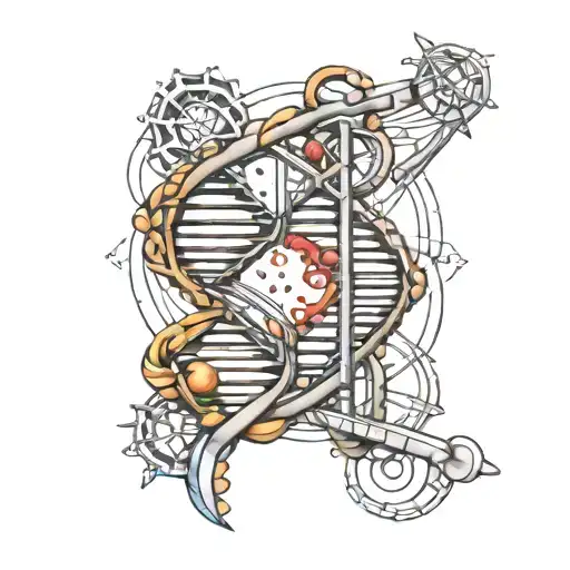 a 3D DNA double helix with a beat hear within  tattoo design idea
