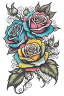 rainbow rose with 19 aug 2020 for the stem  tattoo design idea