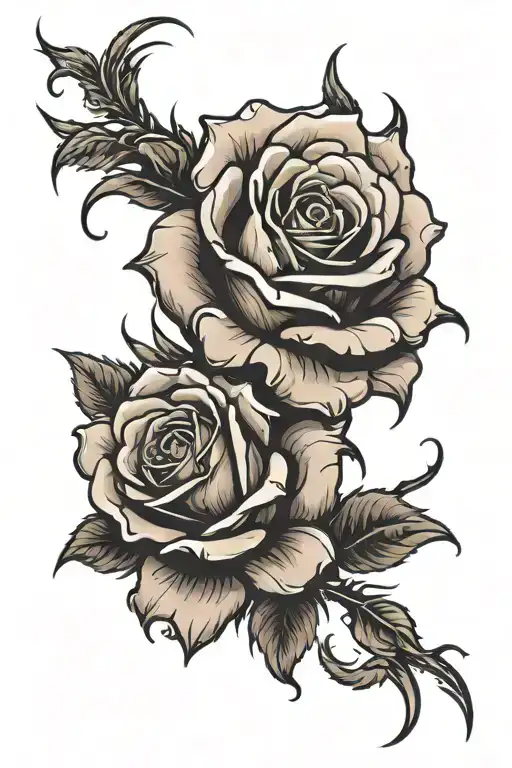 dark angel dying rose with stem tattoo design idea
