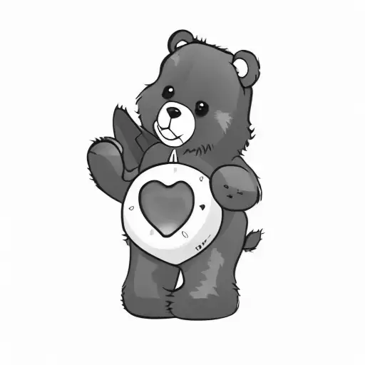 a teddy bear holding a heart tattoo design idea