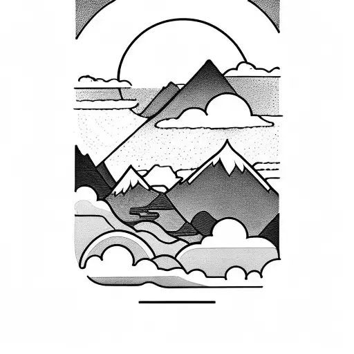 mountains with cloud "the fool tarot" "Fabian staniec" tattoo design idea