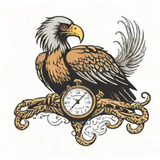 vulture holding a stopwatch tattoo design idea