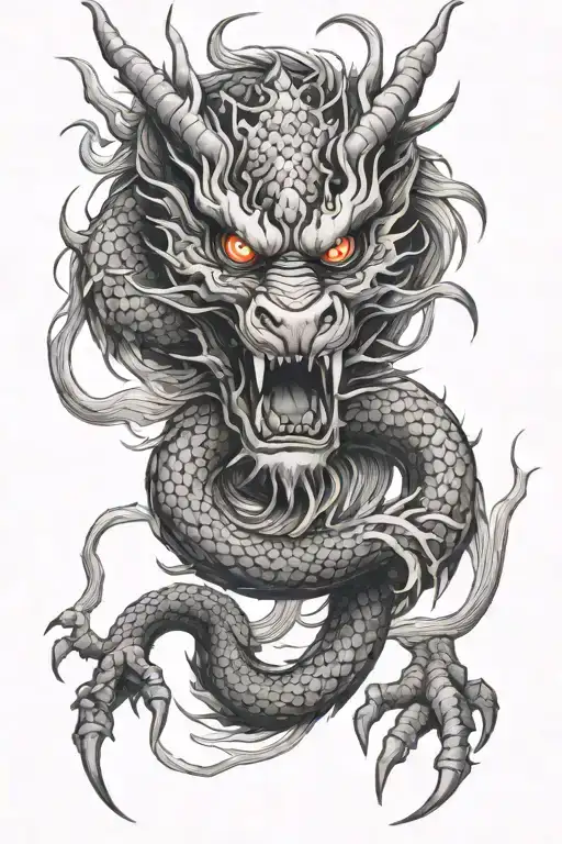 Japanese dragon uni demon tattoo design idea